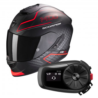 Integral Scorpion Exo 1400 Air Galaxy Matt Neon Red + Kit Bluetooth Sena 5S Solo