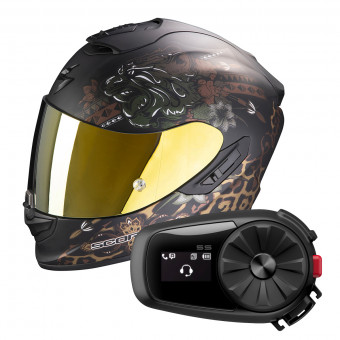Integral Scorpion Exo 1400 Air Toa Matt Black Gold + Kit Bluetooth Sena 5S Solo