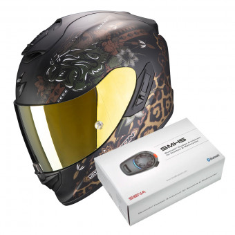 Integral Scorpion Exo 1400 Air Toa Matt Black Gold + Kit Bluetooth Sena SMH5 Solo