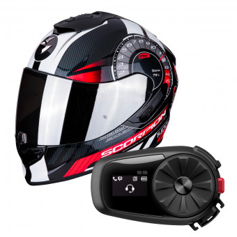 Integral Scorpion Exo 1400 Air Torque Negro Rojo + Kit Bluetooth Sena 5S Solo