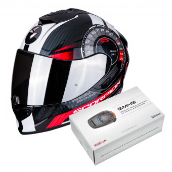 Integral Scorpion Exo 1400 Air Torque Negro Rojo + Kit Bluetooth Sena SMH5 Solo