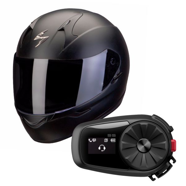 Pack Casco + Kit Bluetooth Scorpion Exo 390 Matt Black + Kit
