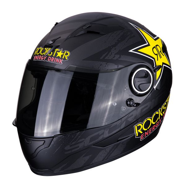 Scorpion Exo 490 Rockstar Negro Amarillo Rojo + Kit Bluetooth Sena 5S Solo