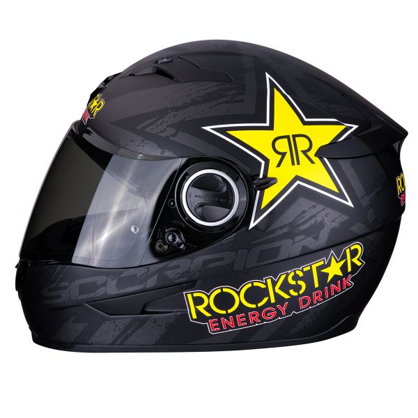 Scorpion Exo 490 Rockstar Negro Amarillo Rojo + Kit Bluetooth Sena 5S Solo