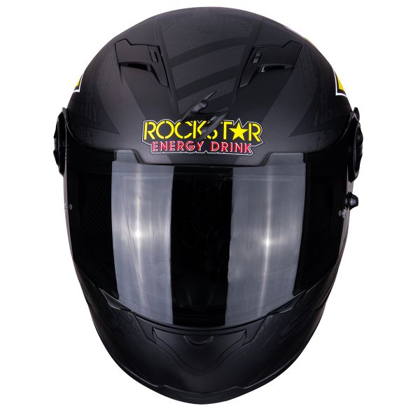 Scorpion Exo 490 Rockstar Negro Amarillo Rojo + Kit Bluetooth Sena 5S Solo
