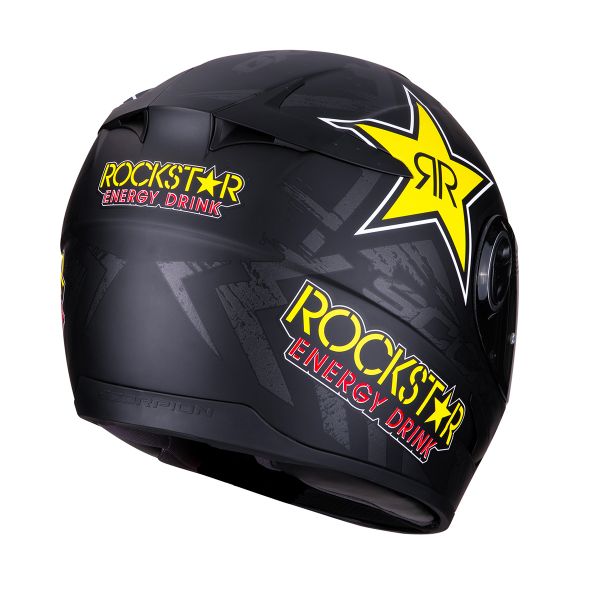 Scorpion Exo 490 Rockstar Negro Amarillo Rojo + Kit Bluetooth Sena 5S Solo