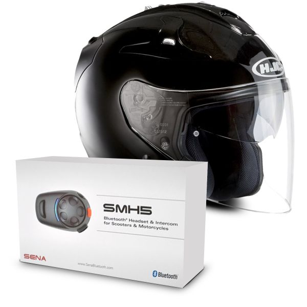 jet HJC FG-Jet Negro + Sena SMH5 Bluetooth Kit