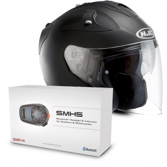Casque jet HJC FG-Jet Negro Mate + Sena SMH5 Bluetooth Kit Casque jet HJC FG-Jet Negro Mate + Sena SMH5 Bluetooth Kit