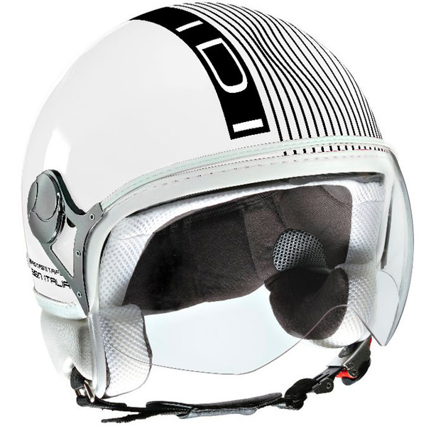 casco moto IDI Stripes Fluo Blanco - Negro