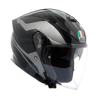 Casque jet AGV K5 Jet Tune Grey Black Casque jet AGV K5 Jet Tune Grey Black
