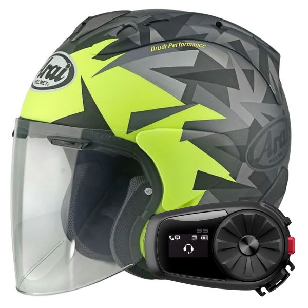 jet Arai SZ-R Vas Evo Mimesis Yellow + Kit Bluetooth 5S Solo