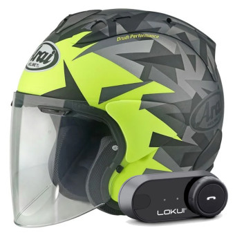jet Arai SZ-R Vas Evo Mimesis Yellow + Kit Bluetooth Lokui K30