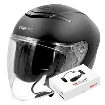 jet Everone RX31-Jet Matt Black + Kit Bluetooth 3S Plus
