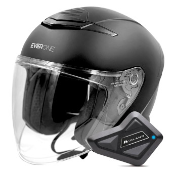 jet Everone RX31-Jet Matt Black + Kit Bluetooth BT Mini