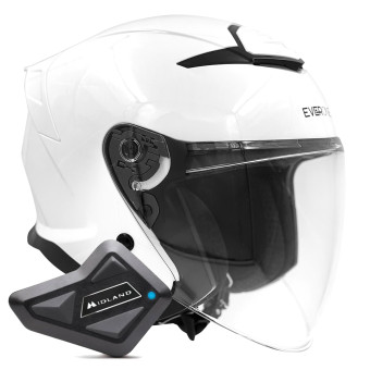 jet Everone RX31-Jet Shiny White + Kit Bluetooth BT Mini