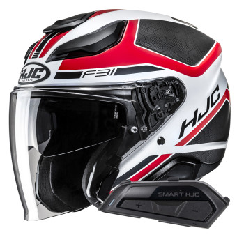 jet HJC F31 Ceron MC1SF + Bluetooth Smart Kit 21B Negro Plano