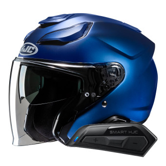 jet HJC F31 Semi Flat Metallic Blue + Kit Bluetooth Smart 11B