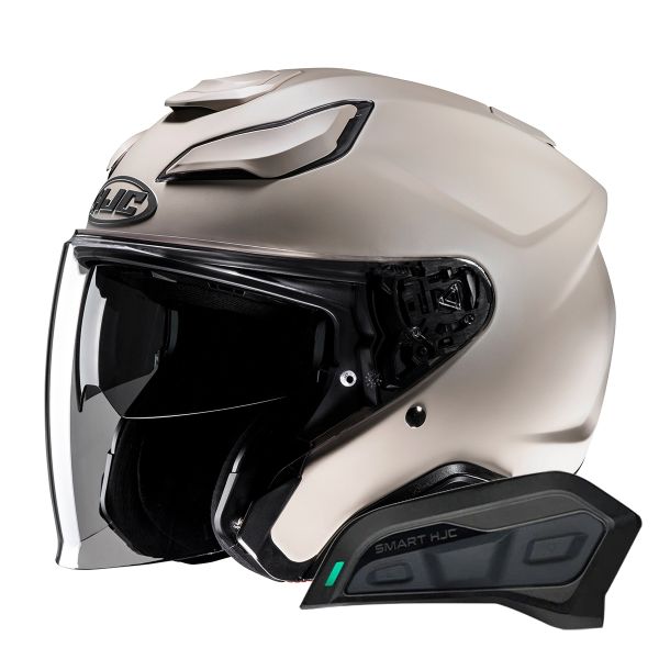 jet HJC F31 Semi Flat Sand Beige + Kit Bluetooth Smart 11Be