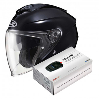 jet HJC I30 Metal Black + Kit Bluetooth Sena SMH5