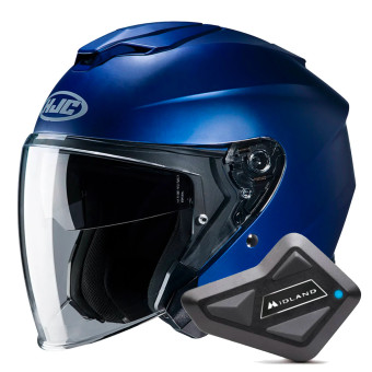 jet HJC I30 Semi Flat Metallic Blue + Kit Bluetooth BT Mini