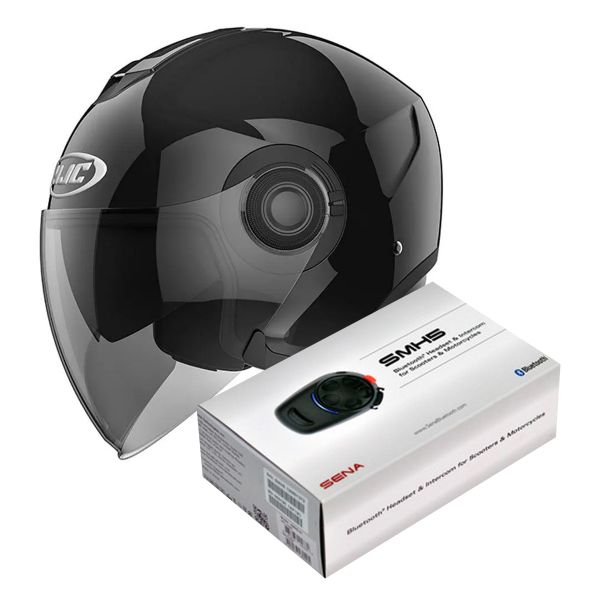 jet HJC I40 Black + Kit Bluetooth Sena SMH5