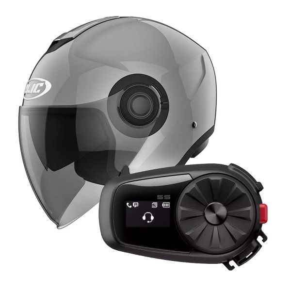 jet HJC I40 N. Grey + Kit Bluetooth Sena 5S Solo