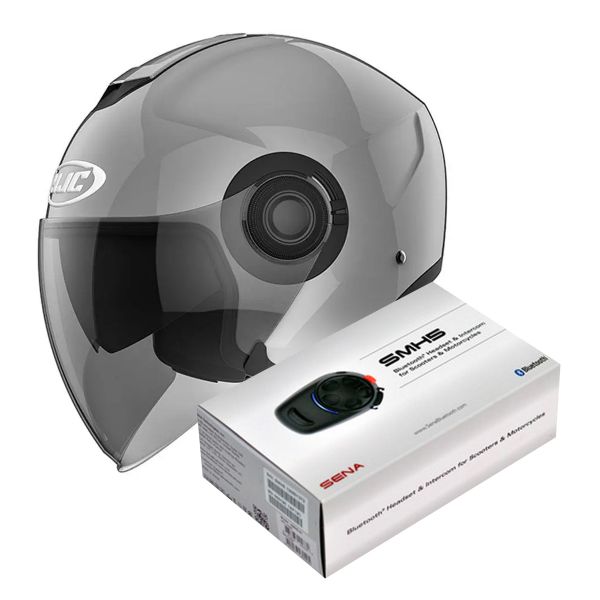 jet HJC I40 N. Grey + Kit Bluetooth Sena SMH5