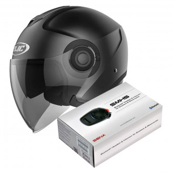 jet HJC I40 Semi Flat Black + Kit Bluetooth Sena SMH5