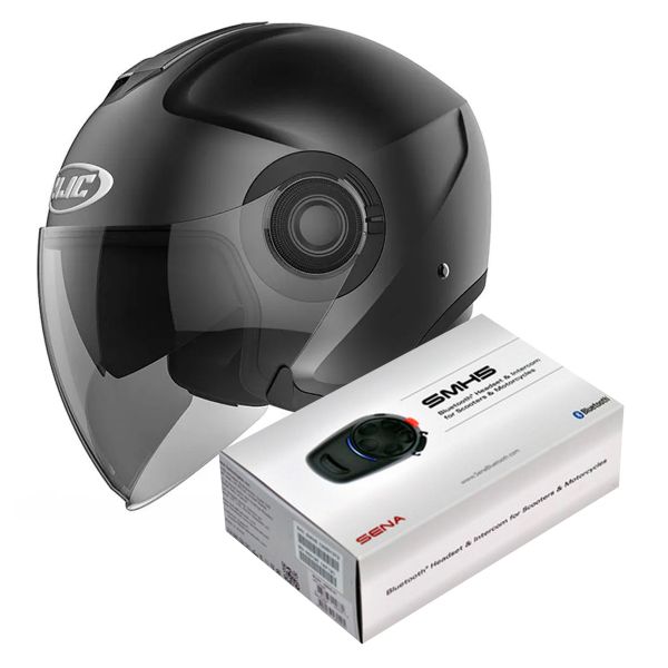 jet HJC I40 Semi Flat Black + Kit Bluetooth Sena SMH5