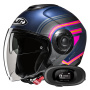Casque jet HJC i40N Linia MC28SF + Kit bluetooth 5R Lite Solo