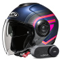 Casque jet HJC i40N Linia MC28SF + Kit Bluetooth Lokui K30
