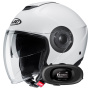 Casque jet HJC i40N Pearl White + Kit bluetooth 5R Lite Solo
