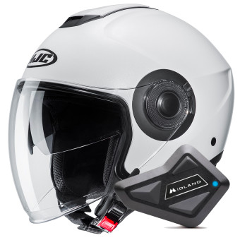 jet HJC i40N Pearl White + Kit Bluetooth BT Mini