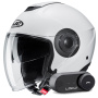 Casque jet HJC i40N Pearl White + Kit Bluetooth Lokui K30