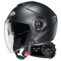 Casque jet HJC i40N Semi Flat Black + Kit Bluetooth 5S Solo