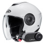 Casque jet HJC i40N Semi Flat Pearl White + Kit Bluetooth Lokui K30