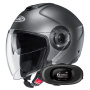 Casque jet HJC i40N Semi Flat Titanium + Kit bluetooth 5R Lite Solo