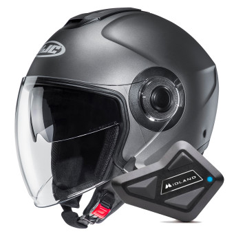 jet HJC i40N Semi Flat Titanium + Kit Bluetooth BT Mini