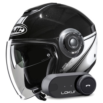 Casque jet HJC i40N Vision MC5 + Kit Bluetooth Lokui K30 Casque jet HJC i40N Vision MC5 + Kit Bluetooth Lokui K30