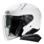 Casque jet HJC RPHA31 Pearl White + Kit Bluetooth Smart 11B