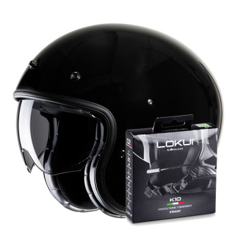 jet HJC V31 Black + Kit Bluetooth Lokui K10