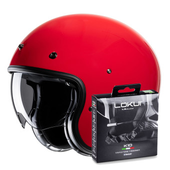jet HJC V31 Deep Red + Kit Bluetooth Lokui K10