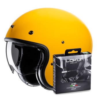 jet HJC V31 Deep Yellow + Kit Bluetooth Lokui K10