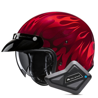 Casque jet HJC V31 Firo MC1 + Kit Bluetooth BT Mini