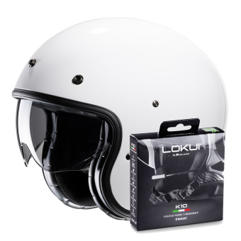 jet HJC V31 White + Kit Bluetooth Lokui K10