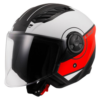 LS2 Airflow II Cover Matt White Red OF616 + Kit Bluetooth Lokui K10