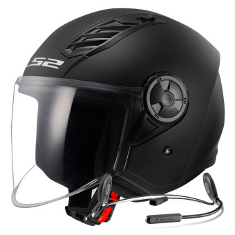 jet LS2 Airflow II Solid Matt Black OF616 + Kit Bluetooth Lokui K10