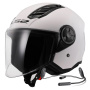 Casque jet LS2 Airflow II Solid White OF616 + Kit Bluetooth BT Mini