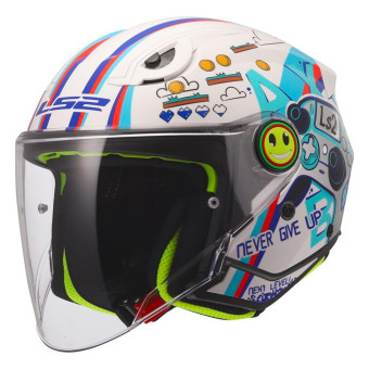 Casque jet LS2 Funny II Next Level White OF622