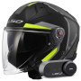 Casque jet LS2 Infinity II Focus Matt Black H-V Yellow OF603 + Kit Bluetooth Lokui K30